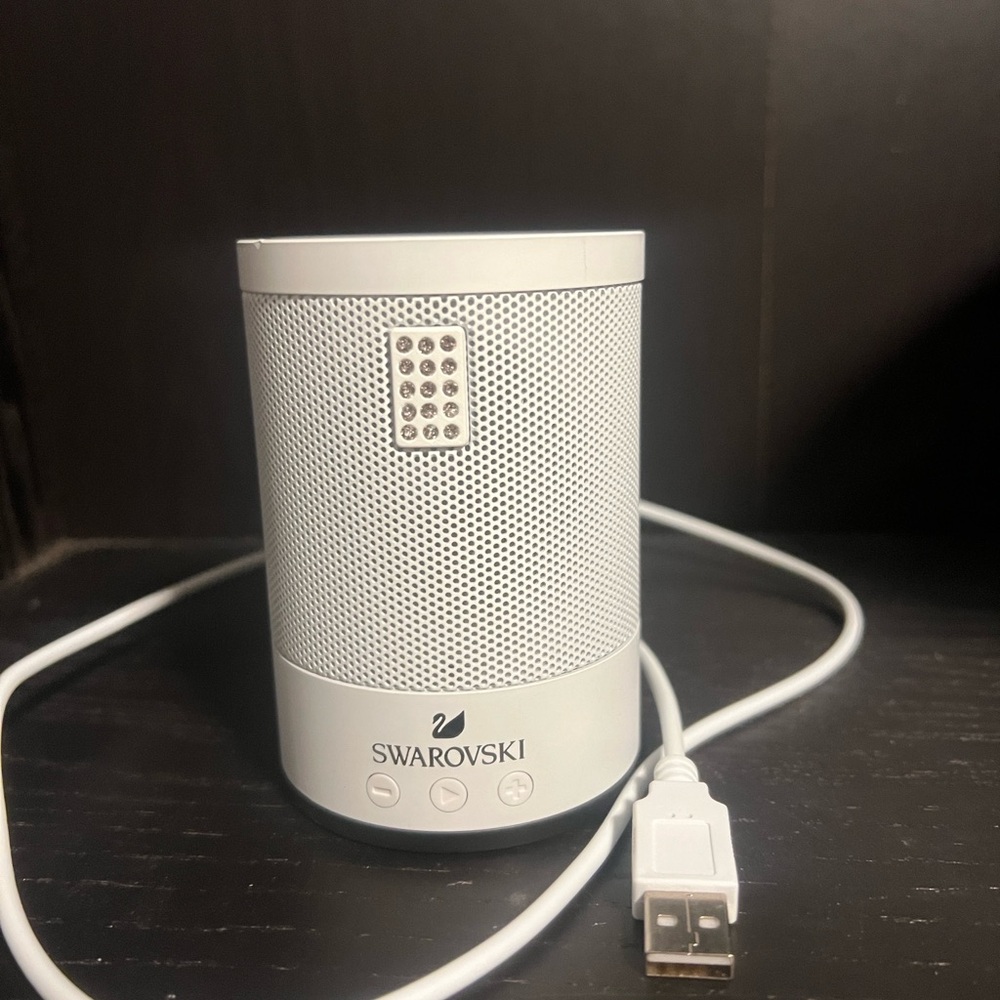 Swarovski White Portable Bluetooth 
Speaker with Premium Sound, travel speaker